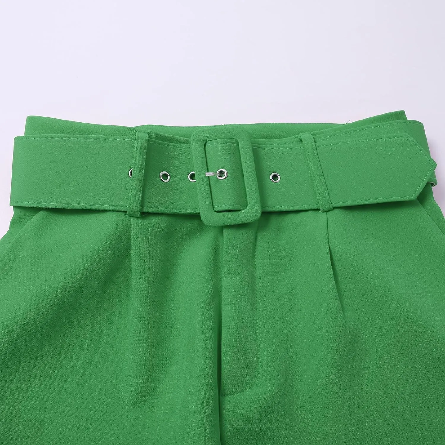 Womens Stylish Y2K High Waist Belt Trousers Casual Lightweight Cotton Linen Cropped Pant with Pockets for Spring Fall
