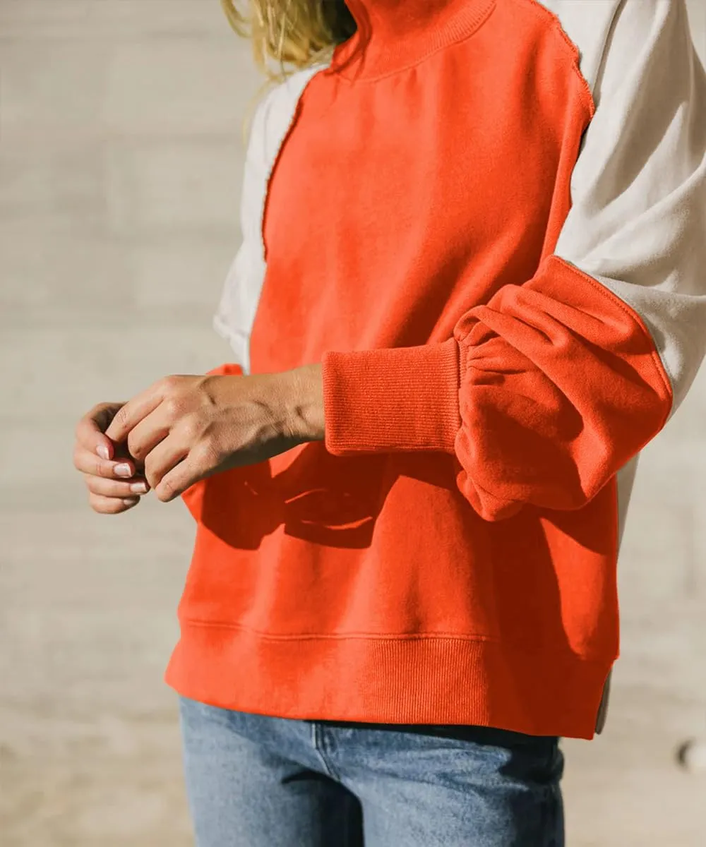 Women's Sweatshirts Crewneck Long Sleeve Tunic Sweaters Tops Color Block Oversized Pullover 2024 Fall Outifit