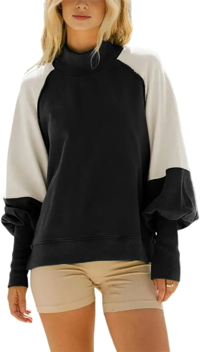 Women's Sweatshirts Crewneck Long Sleeve Tunic Sweaters Tops Color Block Oversized Pullover 2024 Fall Outifit