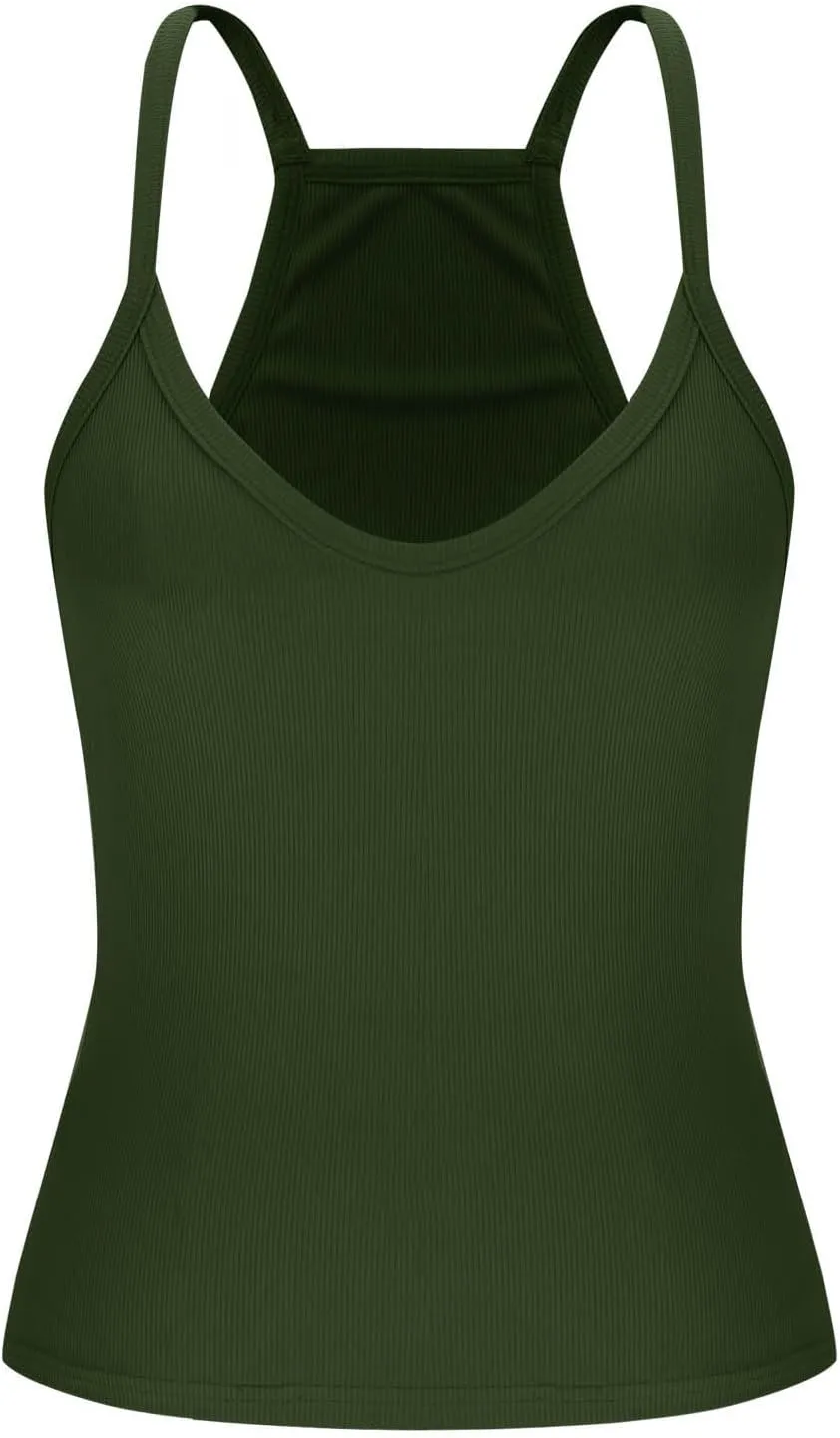 Women's Tank Tops Summer Spaghetti Strap Spring Shirts Deep V Neck Beach Vacation 2025 Casual Camisole