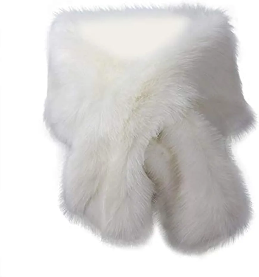 Women's Winter Warm Navy Faux Fur Shawl Coat Jacket Parka Outerwear Tops