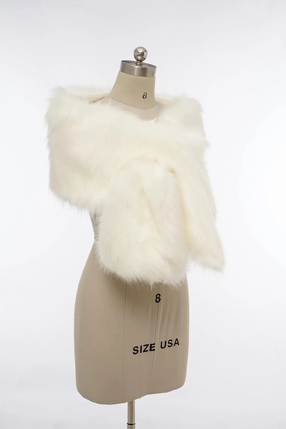 Women's Winter Warm Navy Faux Fur Shawl Coat Jacket Parka Outerwear Tops