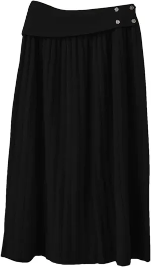 Women's Wool Knitted Skirt Office Pleated Stretch High Waist Solid Color Casual Midi Skirts