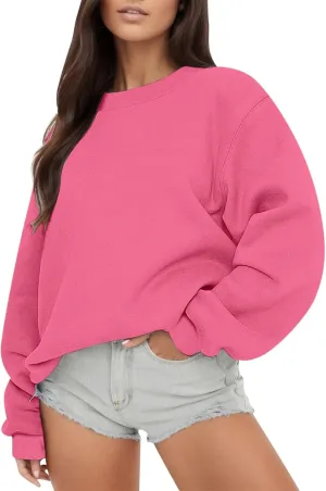 Women's Y2K Sweatshirts Hoodies Crewneck Oversized Fleece Pullover Sweaters Cute Top Teen Girls Preppy Clothes
