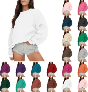 Women's Y2K Sweatshirts Hoodies Crewneck Oversized Fleece Pullover Sweaters Cute Top Teen Girls Preppy Clothes