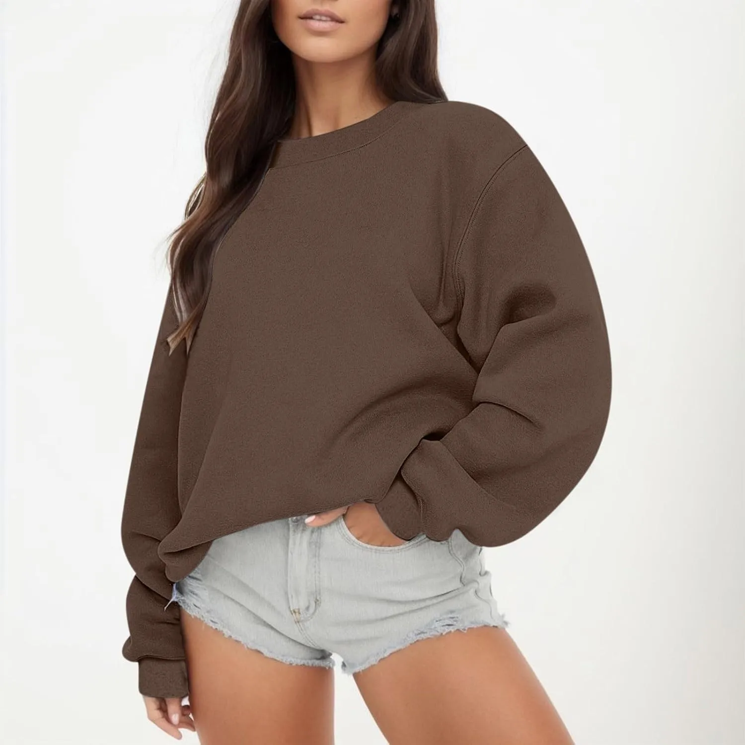 Women's Y2K Sweatshirts Hoodies Crewneck Oversized Fleece Pullover Sweaters Cute Top Teen Girls Preppy Clothes