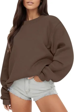 Women's Y2K Sweatshirts Hoodies Crewneck Oversized Fleece Pullover Sweaters Cute Top Teen Girls Preppy Clothes