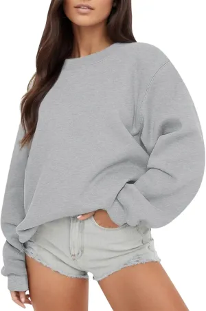 Women's Y2K Sweatshirts Hoodies Crewneck Oversized Fleece Pullover Sweaters Cute Top Teen Girls Preppy Clothes