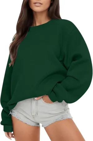 Women's Y2K Sweatshirts Hoodies Crewneck Oversized Fleece Pullover Sweaters Cute Top Teen Girls Preppy Clothes