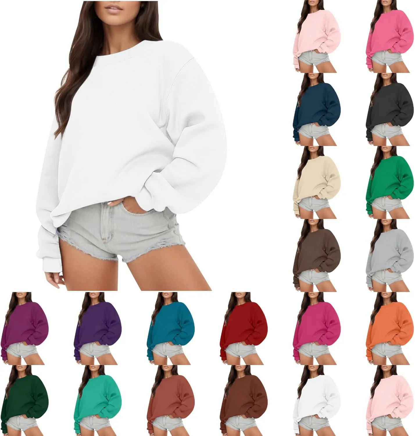 Women's Y2K Sweatshirts Hoodies Crewneck Oversized Fleece Pullover Sweaters Cute Top Teen Girls Preppy Clothes