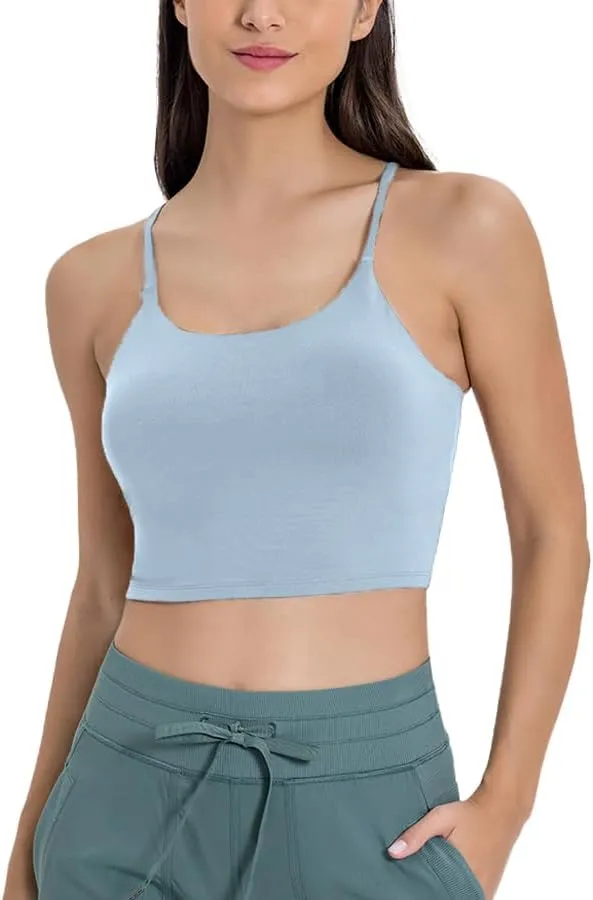 Women's Yoga Tank with Built in Bra,Padded Sports Bra, Crop Tank Tops Wireless Cami Shirt Fitness Yoga Workout Running