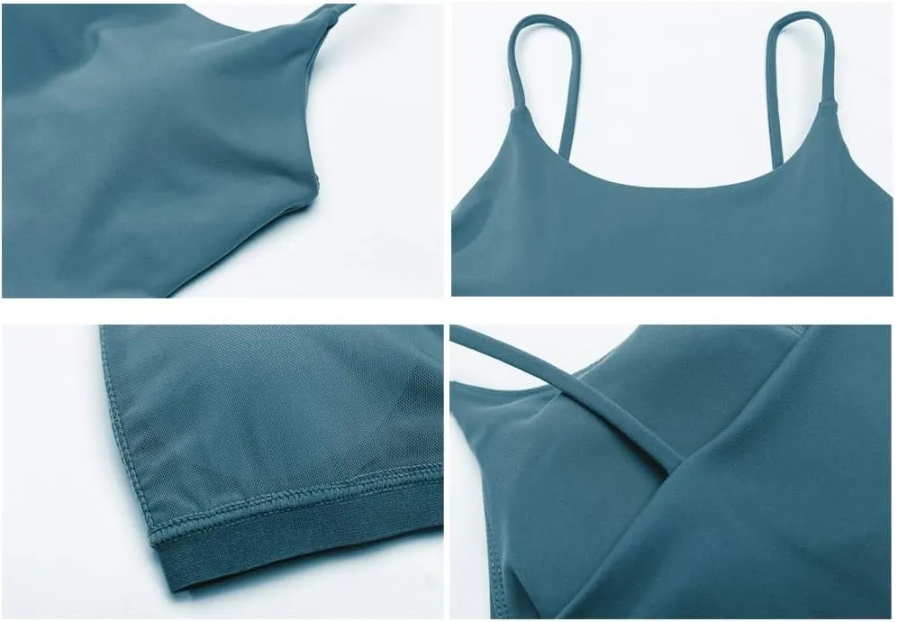 Women's Yoga Tank with Built in Bra,Padded Sports Bra, Crop Tank Tops Wireless Cami Shirt Fitness Yoga Workout Running