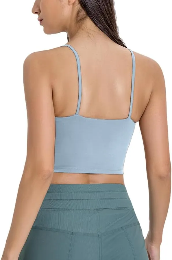 Women's Yoga Tank with Built in Bra,Padded Sports Bra, Crop Tank Tops Wireless Cami Shirt Fitness Yoga Workout Running