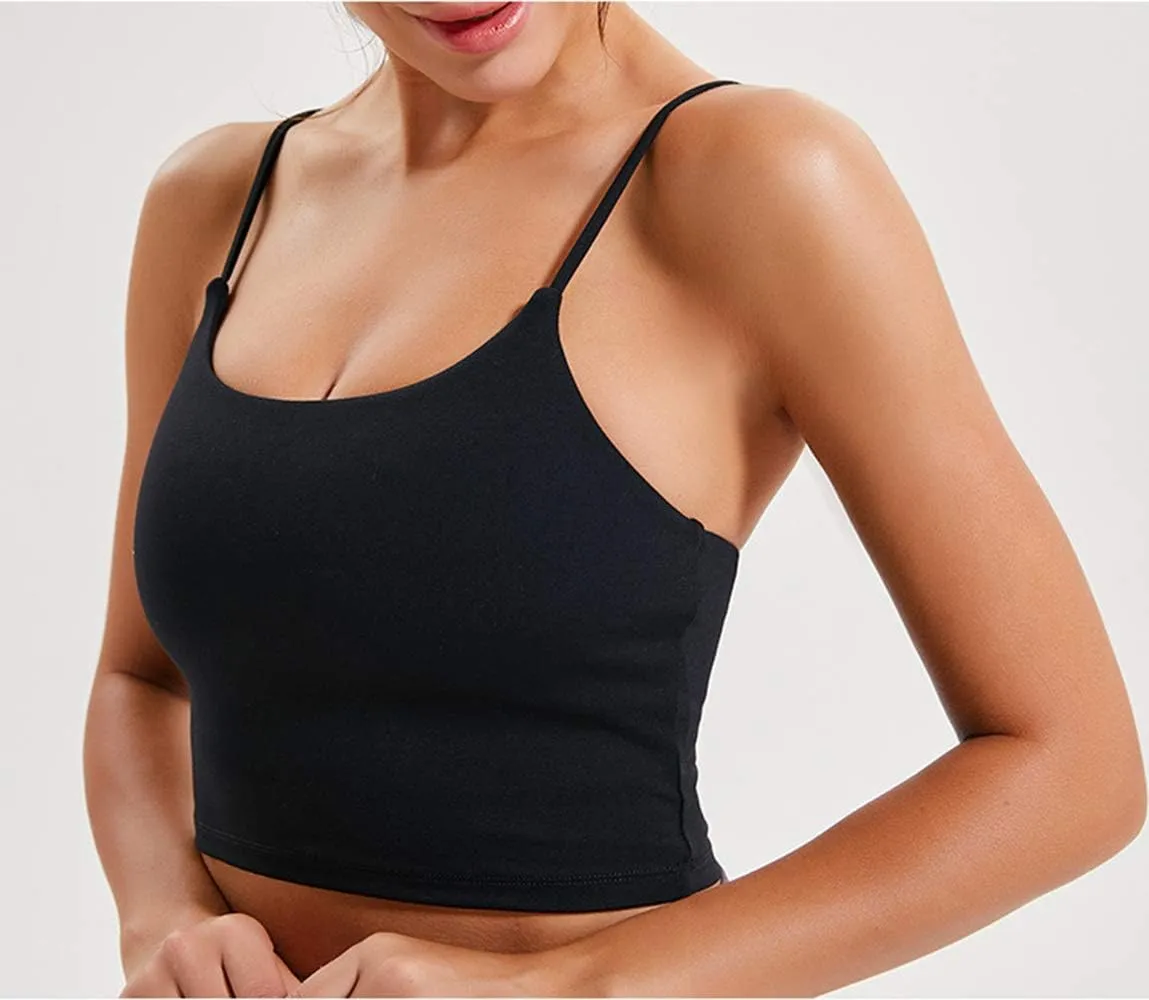 Women's Yoga Tank with Built in Bra,Padded Sports Bra, Crop Tank Tops Wireless Cami Shirt Fitness Yoga Workout Running