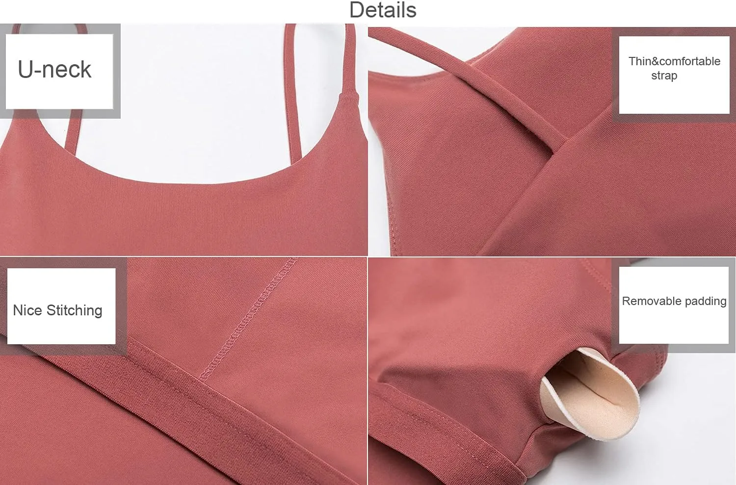 Women's Yoga Tank with Built in Bra,Padded Sports Bra, Crop Tank Tops Wireless Cami Shirt Fitness Yoga Workout Running