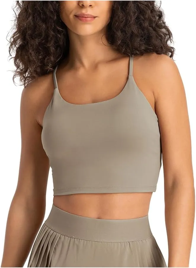 Women's Yoga Tank with Built in Bra,Padded Sports Bra, Crop Tank Tops Wireless Cami Shirt Fitness Yoga Workout Running