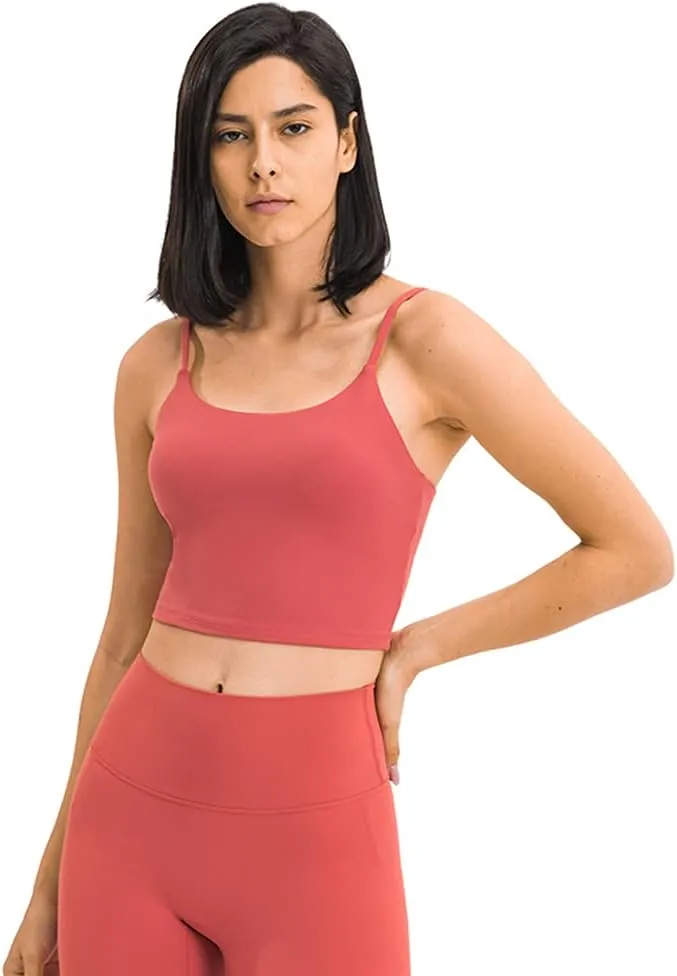 Women's Yoga Tank with Built in Bra,Padded Sports Bra, Crop Tank Tops Wireless Cami Shirt Fitness Yoga Workout Running