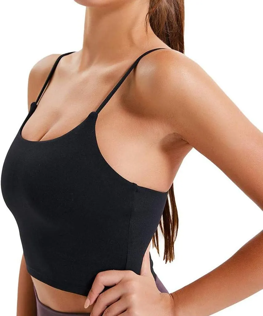Women's Yoga Tank with Built in Bra,Padded Sports Bra, Crop Tank Tops Wireless Cami Shirt Fitness Yoga Workout Running