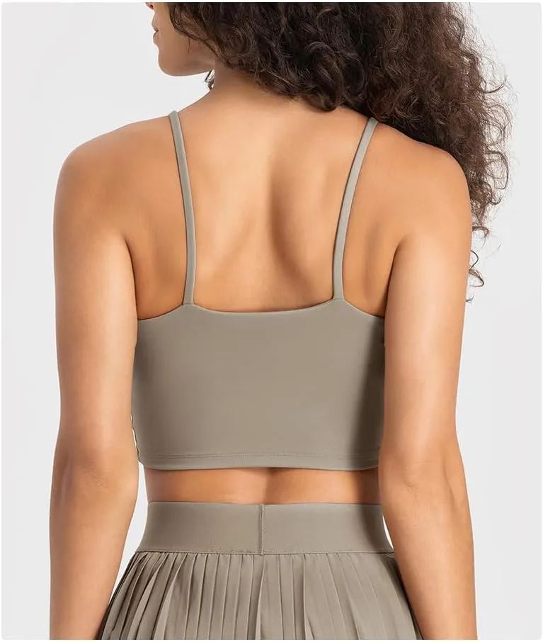 Women's Yoga Tank with Built in Bra,Padded Sports Bra, Crop Tank Tops Wireless Cami Shirt Fitness Yoga Workout Running