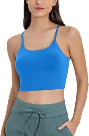 Women's Yoga Tank with Built in Bra,Padded Sports Bra, Crop Tank Tops Wireless Cami Shirt Fitness Yoga Workout Running