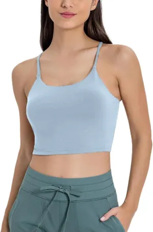 Women's Yoga Tank with Built in Bra,Padded Sports Bra, Crop Tank Tops Wireless Cami Shirt Fitness Yoga Workout Running