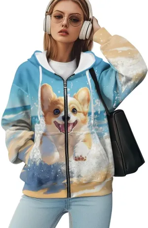 Womens Zip Up Hoodies Oversized Sweatshirt y2k Vintage Jacket Graphic Fall Outfits XS-4XL