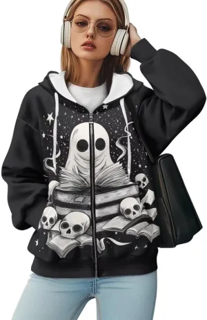 Womens Zip Up Hoodies Oversized Sweatshirt y2k Vintage Jacket Graphic Fall Outfits XS-4XL