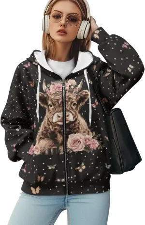 Womens Zip Up Hoodies Oversized Sweatshirt y2k Vintage Jacket Graphic Fall Outfits XS-4XL