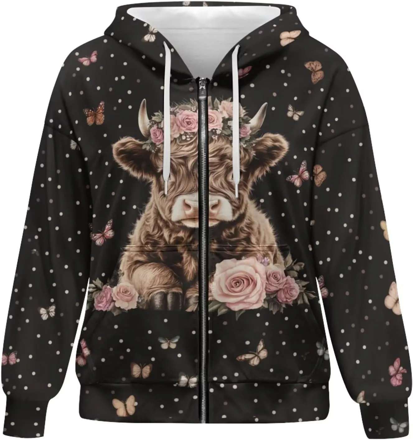 Womens Zip Up Hoodies Oversized Sweatshirt y2k Vintage Jacket Graphic Fall Outfits XS-4XL