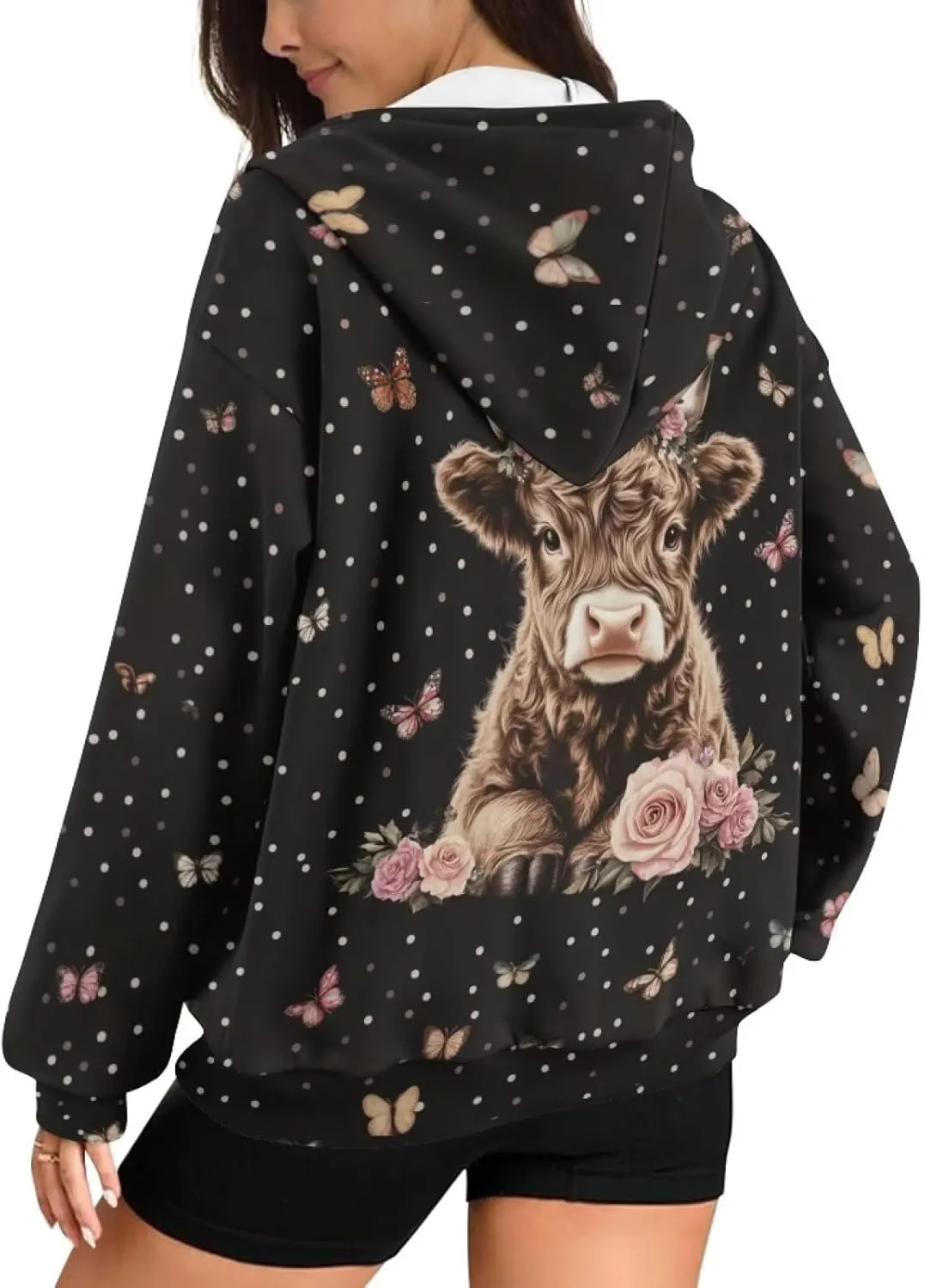 Womens Zip Up Hoodies Oversized Sweatshirt y2k Vintage Jacket Graphic Fall Outfits XS-4XL