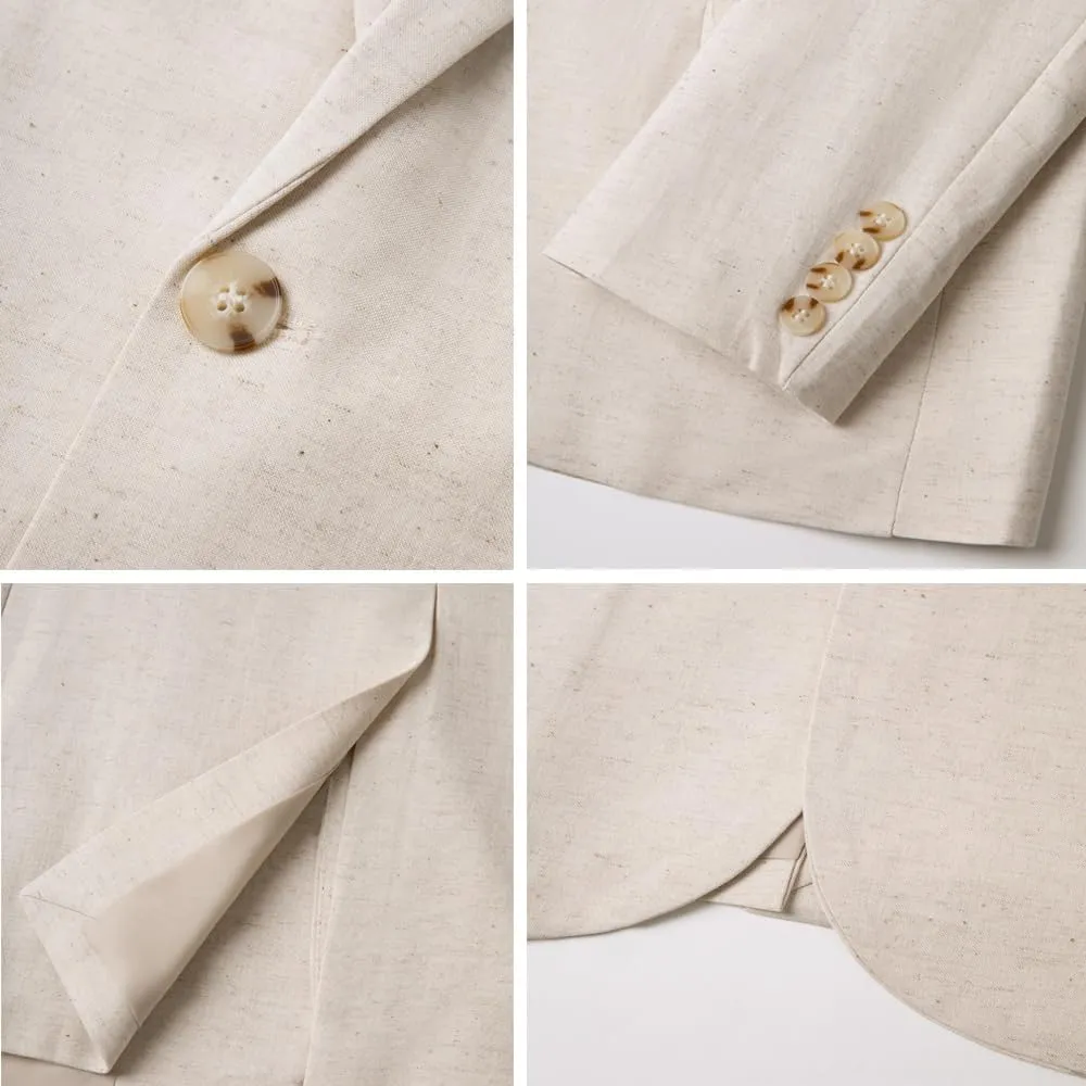 WZIKAI Men's Casual Linen Blazer Slim Fit Two Button Lightweight Suit Jacket