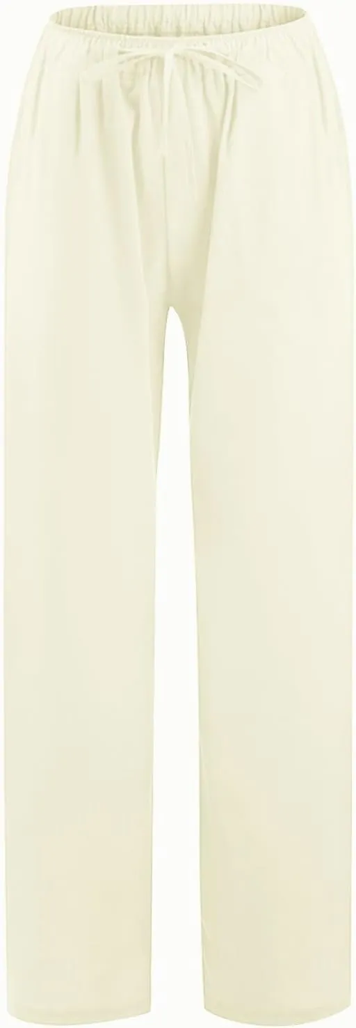 Xiaojmake Women's Summer Cotton Linen Pants Wide Leg Casual Drawstring High Waist Palazzo Pants Loose Trousers with Pocket