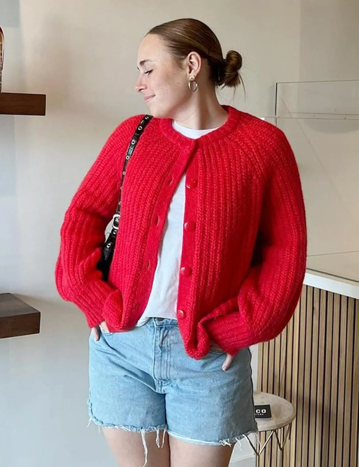 Yimoon Womens Y2K Cardigan Sweater Crewneck Long Sleeve Button Down Cropped Knit Cardigan Outwear 2024