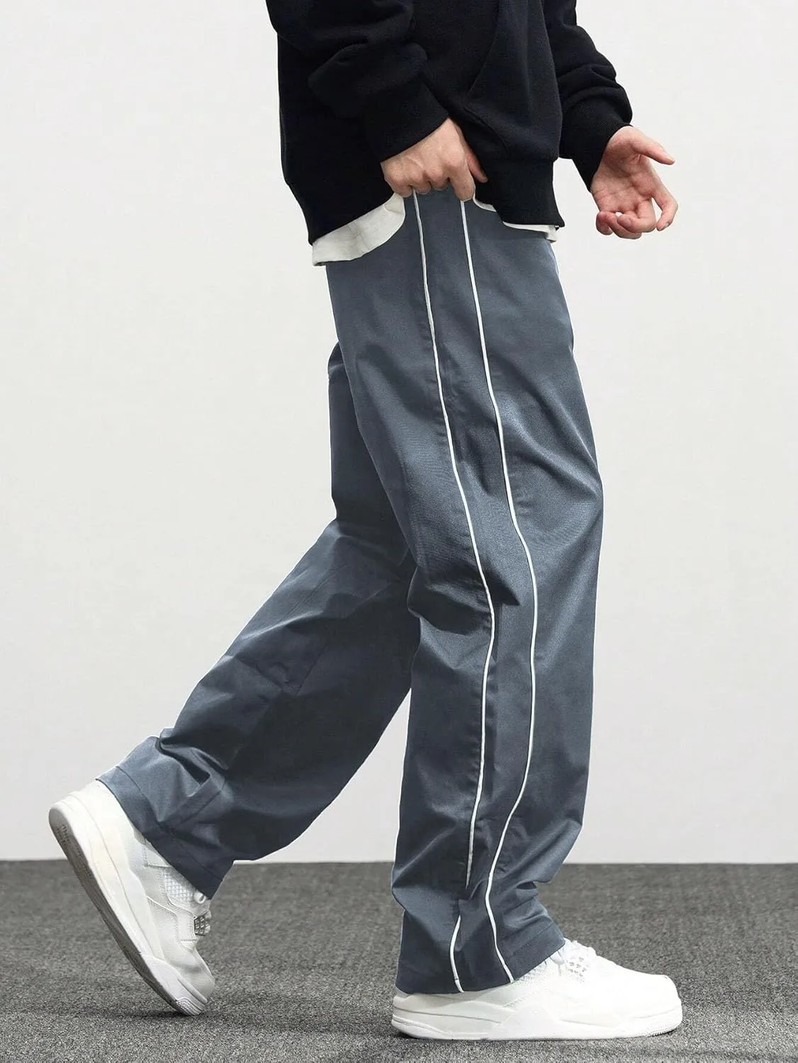 ZAFUL Men's Baggy Track Pants Y2K Streetwear Pants Drawstring Letter Pockets Casual Lounge Trousers