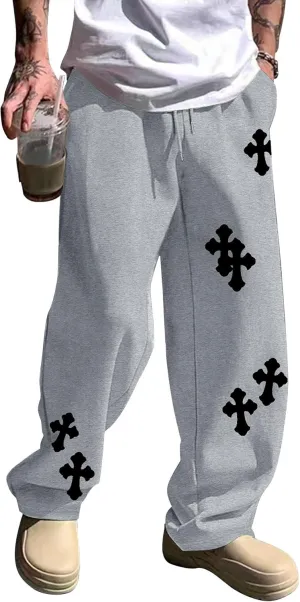ZAFUL Mens Wide Leg Sweatpants Casual Straight Baggy Drawstring Open Bottom Loose Fit Workout Jogger Track Pants with Pockets