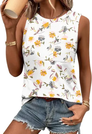 Zeagoo Women's 3 Pack Tank Tops 2025 Loose Fit High Neck Summer Top Dressy Casual Sleeveless Shirts with Pocket
